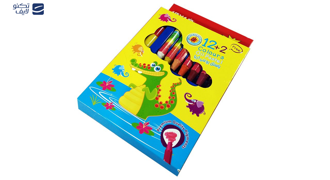 پاستل روغنی 2+12 رنگ آریا کد 2027 Mr. Croc