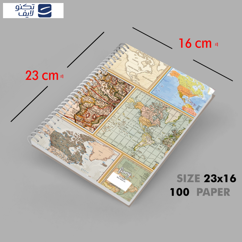  دفتر مشق 100 برگ مستر راد مدل نقشه جهان طرح world map کد fiory 2415