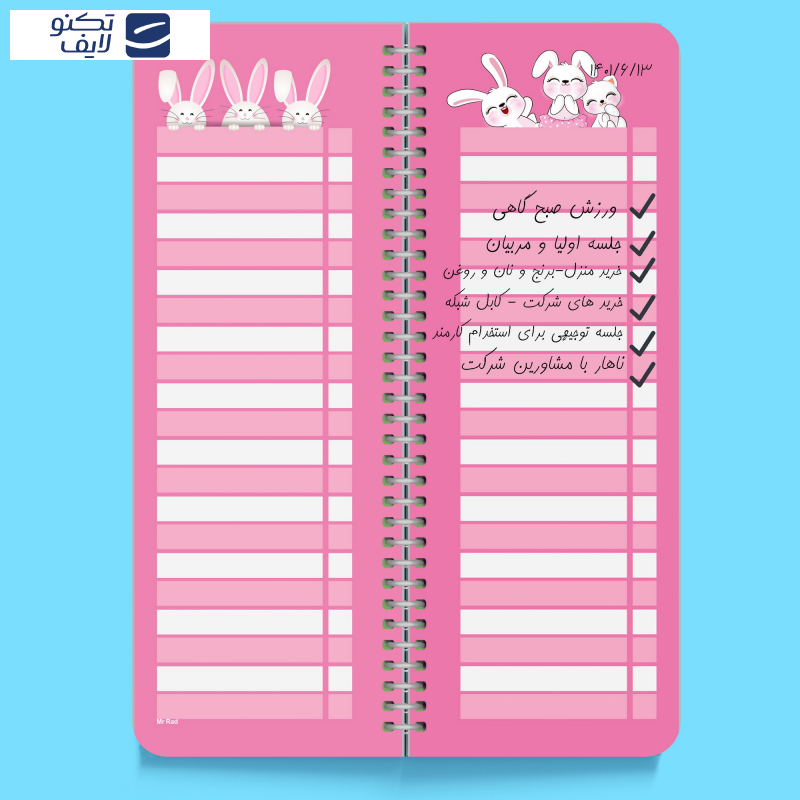 دفترچه یادداشت مستر راد مدل to do list طرح خرگوش فانتزی کد fiory 1931