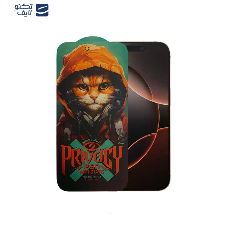 محافظ صفحه نمایش حریم شخصی اپیکوی مدل Privacy Hoodie Cat مناسب برای گوشی موبایل اپل iPhone 16 Pro 