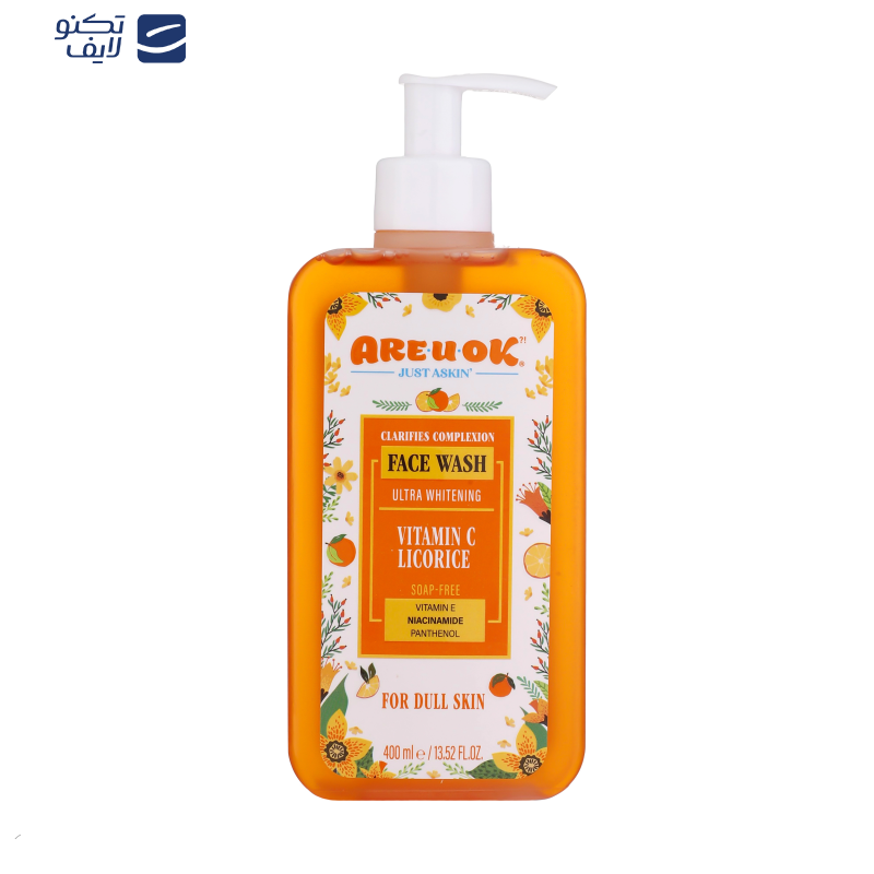 ژل شست‌وشوی صورت آریو اکی مدل روشن‌کننده مناسب پوست‌های مات و کدر حجم 400 میلی‌لیتر