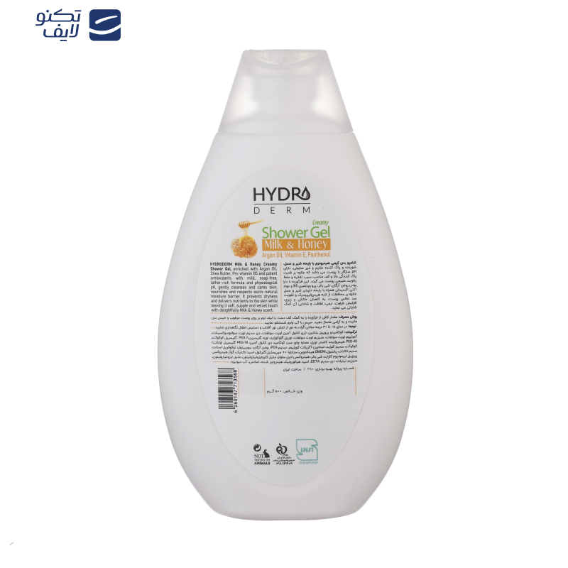 شامپو بدن کرمی هیدرودرم مدل Milk and Honey مناسب انواع پوست حجم 500 میلی لیتر