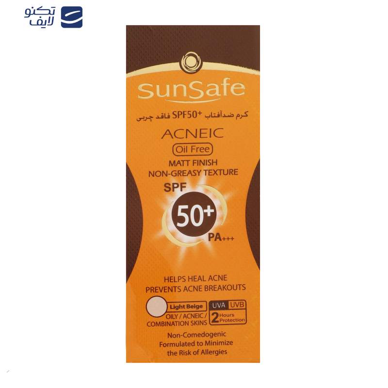 کرم ضدآفتاب و آنتی‌آکنه رنگی سان‌سیف مدل SPF50، مناسب پوست‌های چرب، حجم 50 میلی‌لیتر