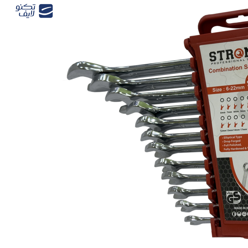 آچار یکسر تخت و یکسر رینگی استرانگ مدل SMT-STRONG-12PCS-22MM مجموعه 12عددی