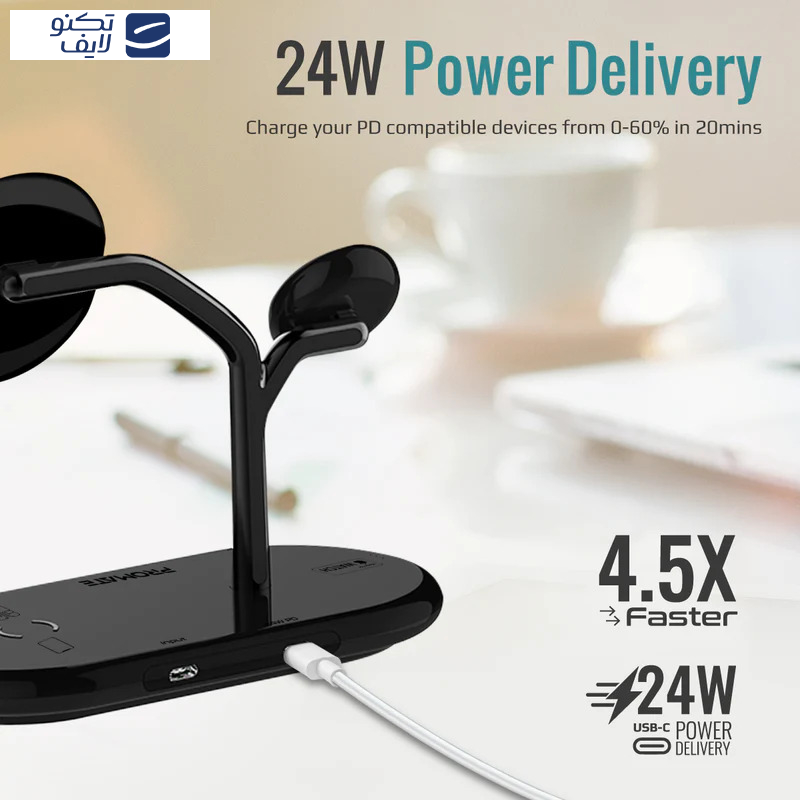 شارژر بی سیم پرومیت مدل SYNERGY.BLACK