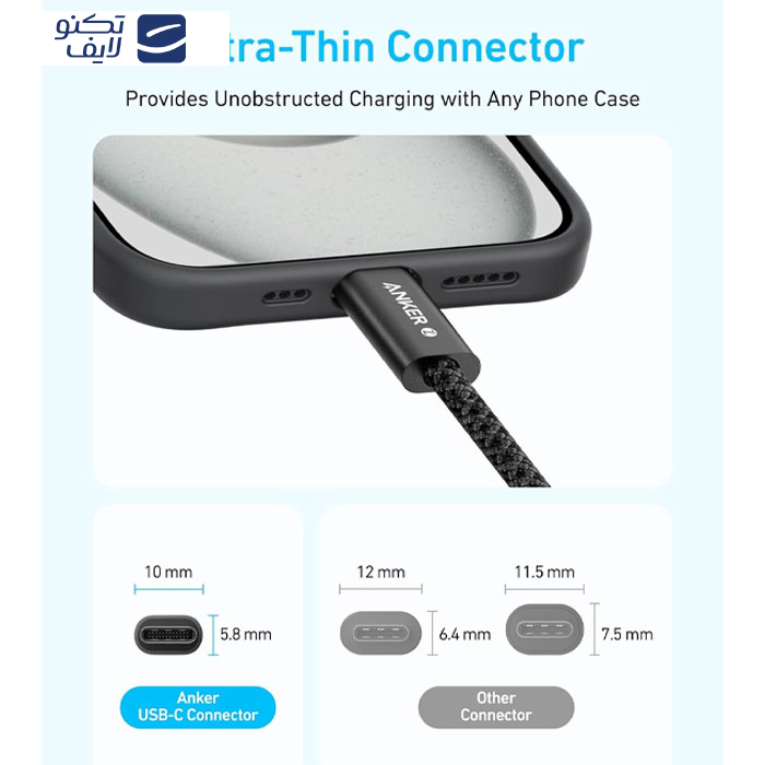 کابل تبدیل USB-C به USB-C انکر مدل Zolo A8060 طول 1.8 متر با توان 240 وات کابل تبدیل USB-C به USB-C انکر مدل Zolo A8060 طول 1.8 متر با توان 240 وات