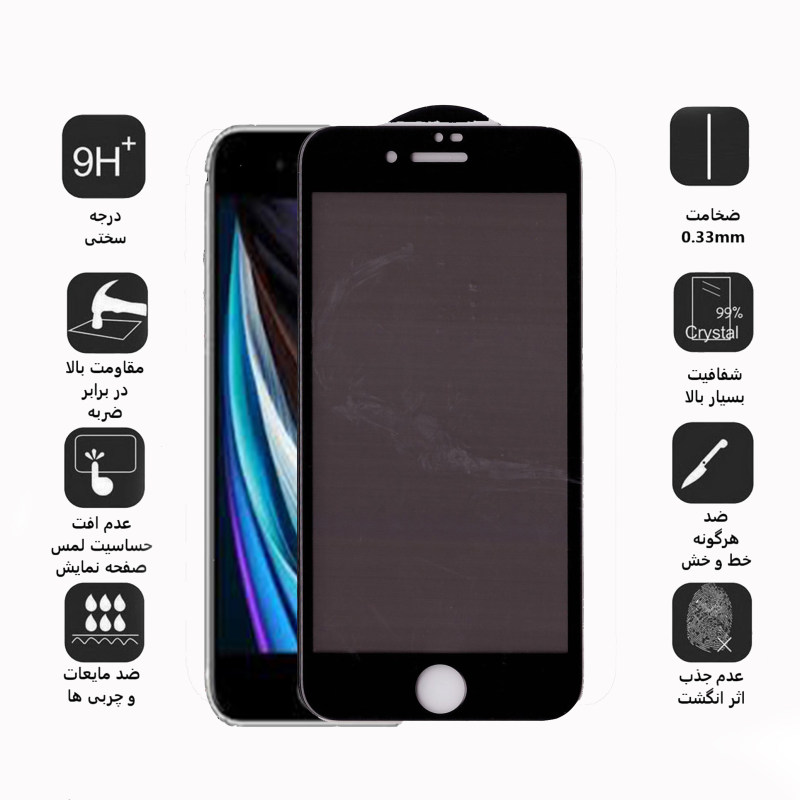 گلس گوشی اپل آیفون Se 2020 بوف حریم شخصی مدل Pr33