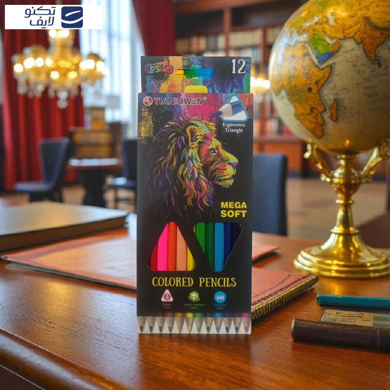 مداد رنگی 12 رنگ تیان بوون مدل شیر مداد رنگی 12 رنگ تیان بوون مدل شیر