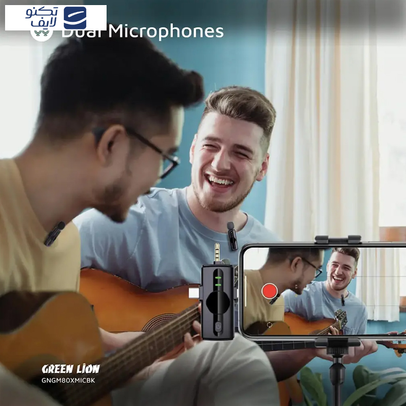 ست میکروفن بی سیم گرین لاین مدل GM-80X با درگاه اتصال لایتنینگ/AUX/USB-C ست میکروفن بی سیم گرین لاین مدل GM-80X با درگاه اتصال لایتنینگ/AUX/USB-C