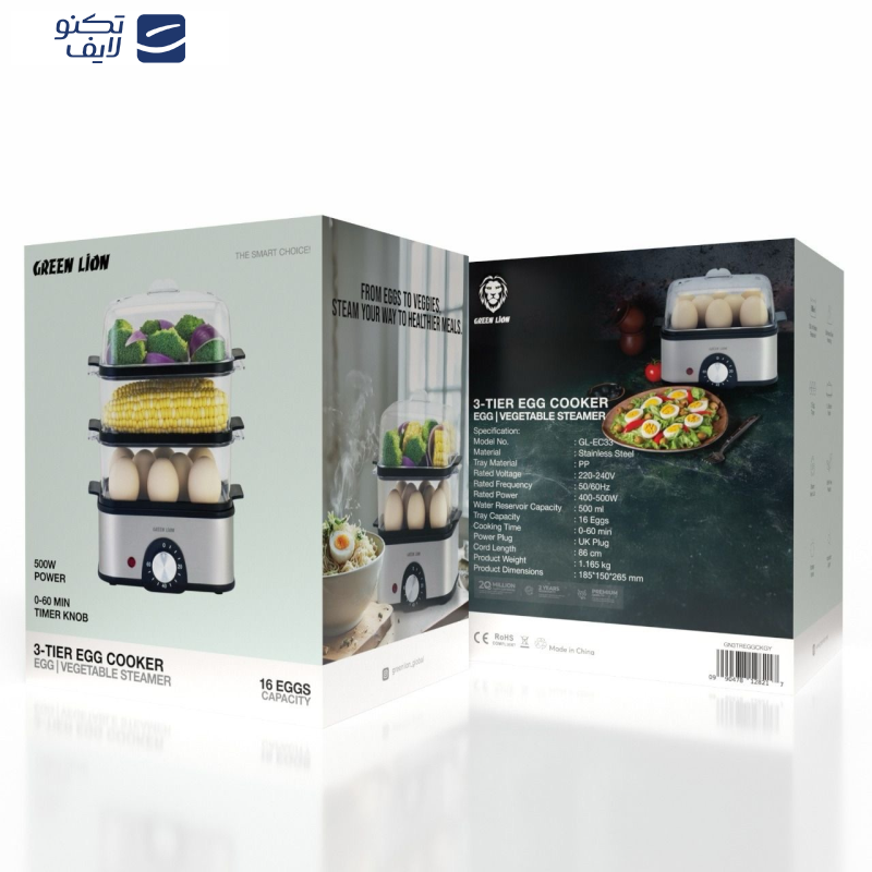 بخارپز 0.5 لیتری گرین لاین مدل GN3TREGGCK بخارپز 0.5 لیتری گرین لاین مدل GN3TREGGCK