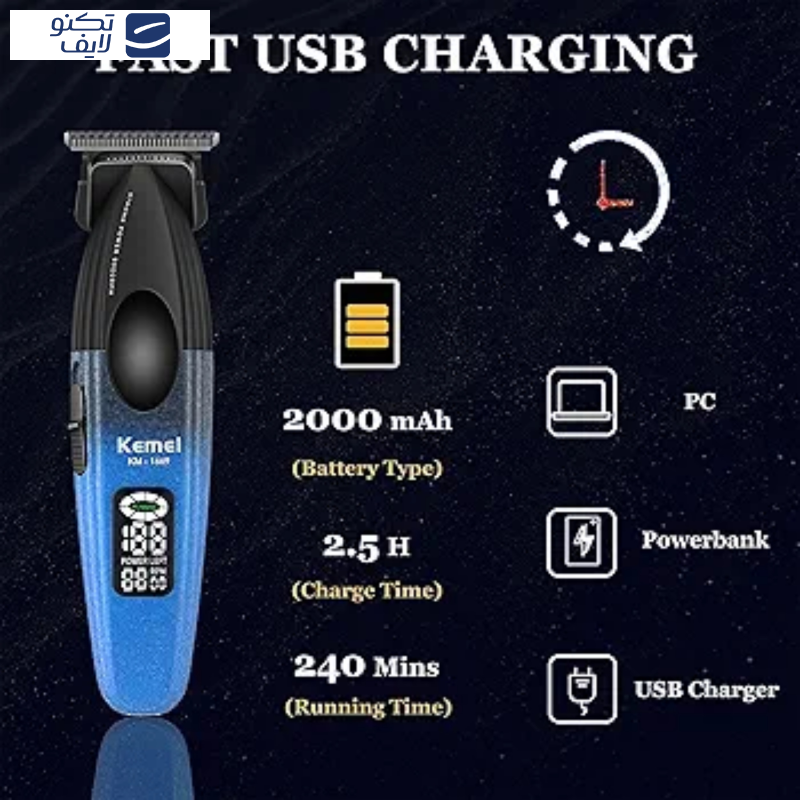 ماشین اصلاح موی سر و صورت شارژی کیمی مدل KM-1669 ماشین اصلاح موی سر و صورت شارژی کیمی مدل KM-1669