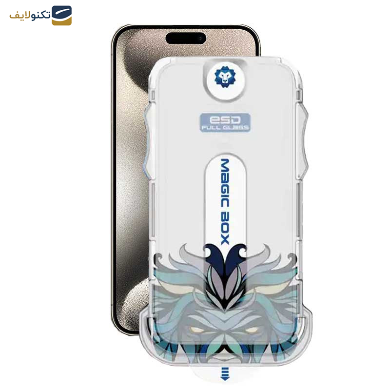 محافظ صفحه نمایش اپیکوی مدل Lion ESD Easy Install مناسب برای گوشی موبایل اپل iPhone 15 Pro Max به همراه کیت نصب