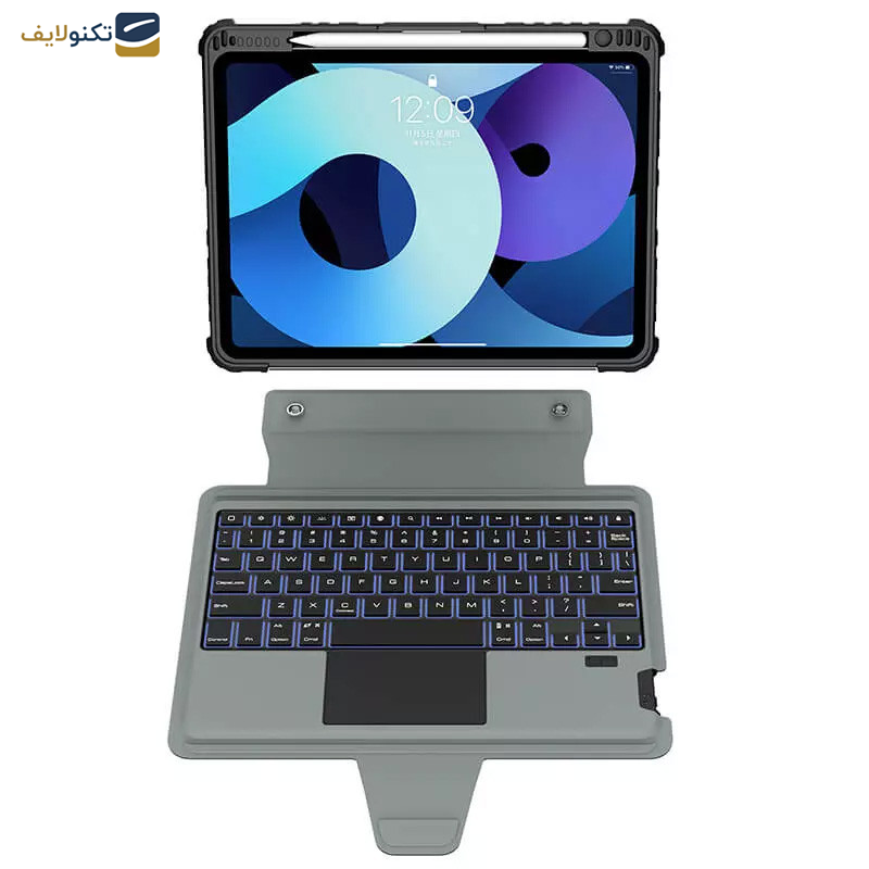  کیف کلاسوری کیبورد دار نیلکین مدل Bumper Combo Backlit Keyboard مناسب برای تبلت اپل iPad Air 11 2024 / Air 10.9 2022 / Air 4 / Air 5 / Air 6 / Air 2020 / Ipad Pro 11 2020 / 2021 / 2022
