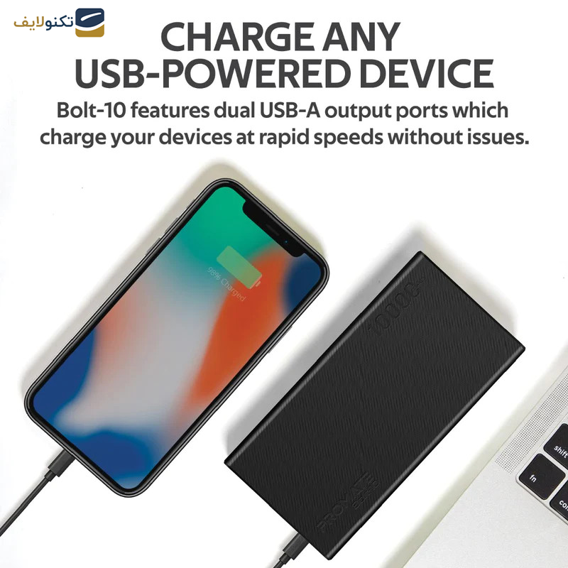 پاوربانک پرومیت مدل BOLT-10.BLACK ظرفیت 10000 میلی آمپر ساعت