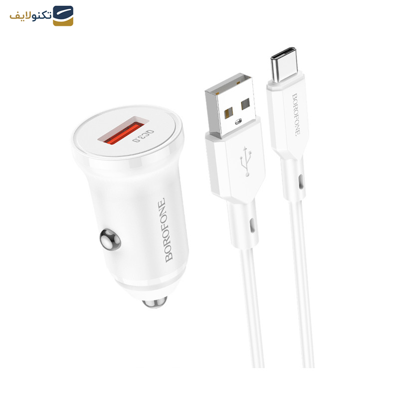 شارژر فندکی بروفون مدل BZ18 QC3.0 18W به همراه کابل تبدیل USB-C
