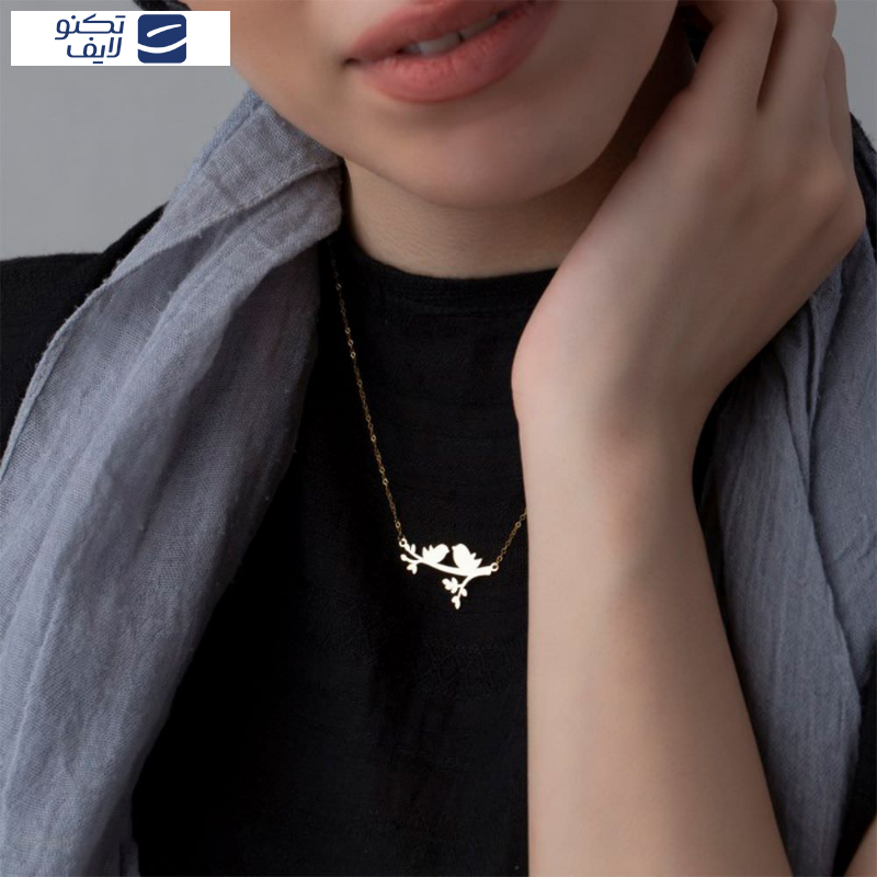 گردنبند طلا 18عیار زنانه طرح پرنده شاد و شاخه