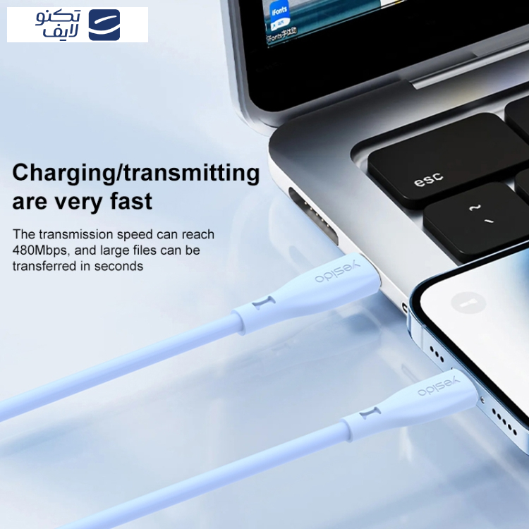 کابل تبدیل usb-C به لایتنینگ یسیدو مدل CA151 طول 1 متر