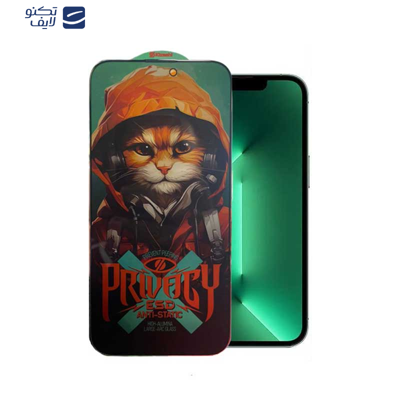 محافظ صفحه نمایش حریم شخصی اپیکوی مدل Hoodie Cat مناسب برای گوشی موبایل اپل iPhone 13 / 14 / 13 pro