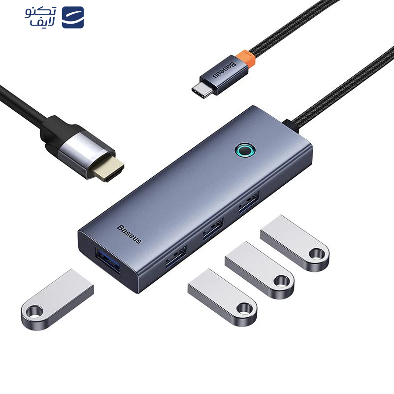 هاب 5 پورت USB-C بیسوس مدل UltraJoy Series HDMI-4K 30Hz Clarity BS-OH110