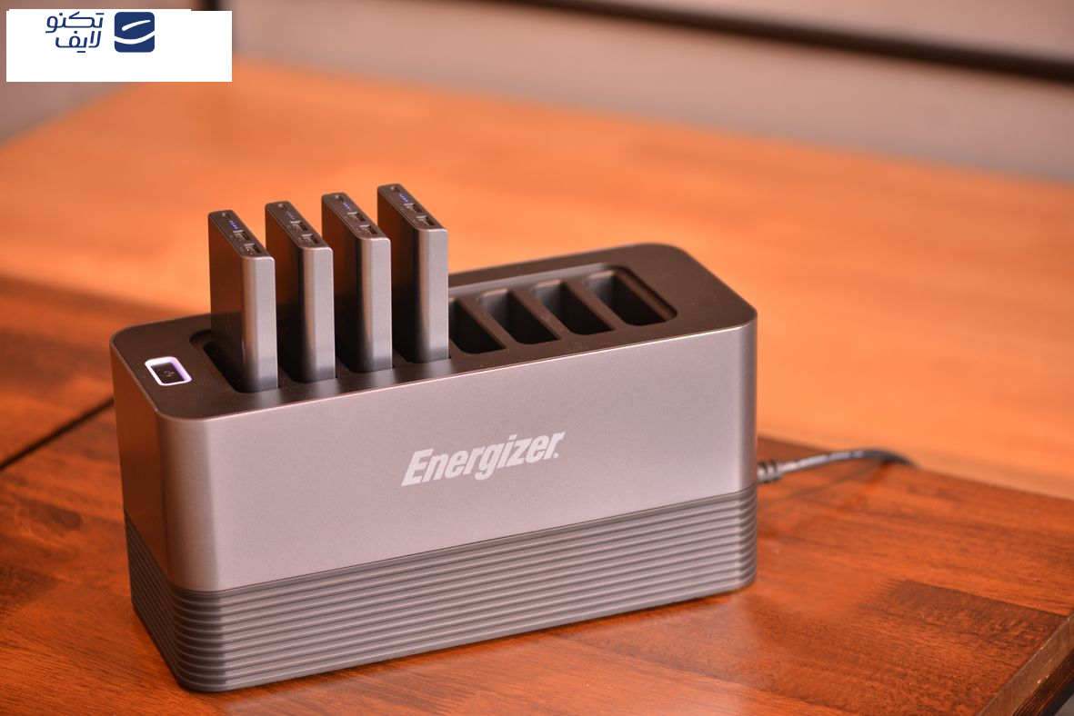 پاوربانک انرجایزر مدل PS80000 ظرفیت 80000 میلی آمپر مجموعه 8 عددی به همراه پایه شارژ پاوربانک انرجایزر مدل PS80000 ظرفیت 80000 میلی آمپر مجموعه 8 عددی به همراه پایه شارژ