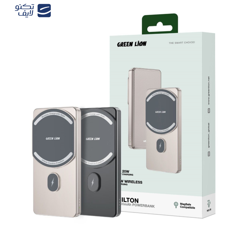 پاوربانک مگ سیف گرین مدل MILTON ظرفیت 10000 میلی آمپر