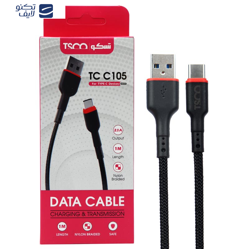 کابل تبدیل USB به USB-C تسکو مدل TCC105 طول 1 متر کابل تبدیل USB به USB-C تسکو مدل TCC105 طول 1 متر