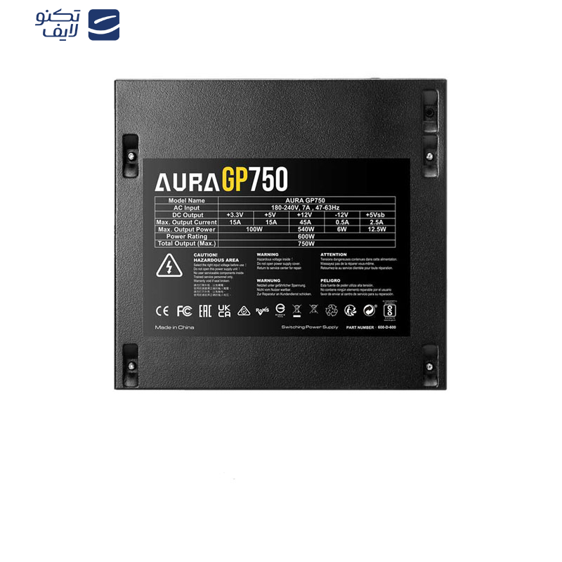 منبع تغذیه کامپیوتر گیم دیاس مدل AURA GP750 Bk