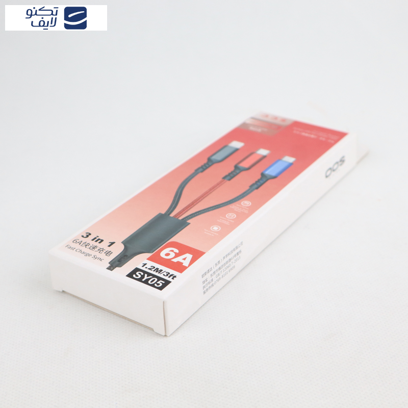 کابل تبدیل USB به لایتنینگ/USB-C/microUSB اووس مدل SY05