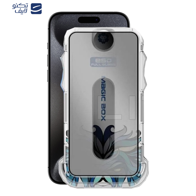 محافظ صفحه نمایش حریم شخصی اپیکوی مدل Lion Privacy Easy Install مناسب برای گوشی موبایل اپل iPhone 15 Pro  به همراه کیت نصب