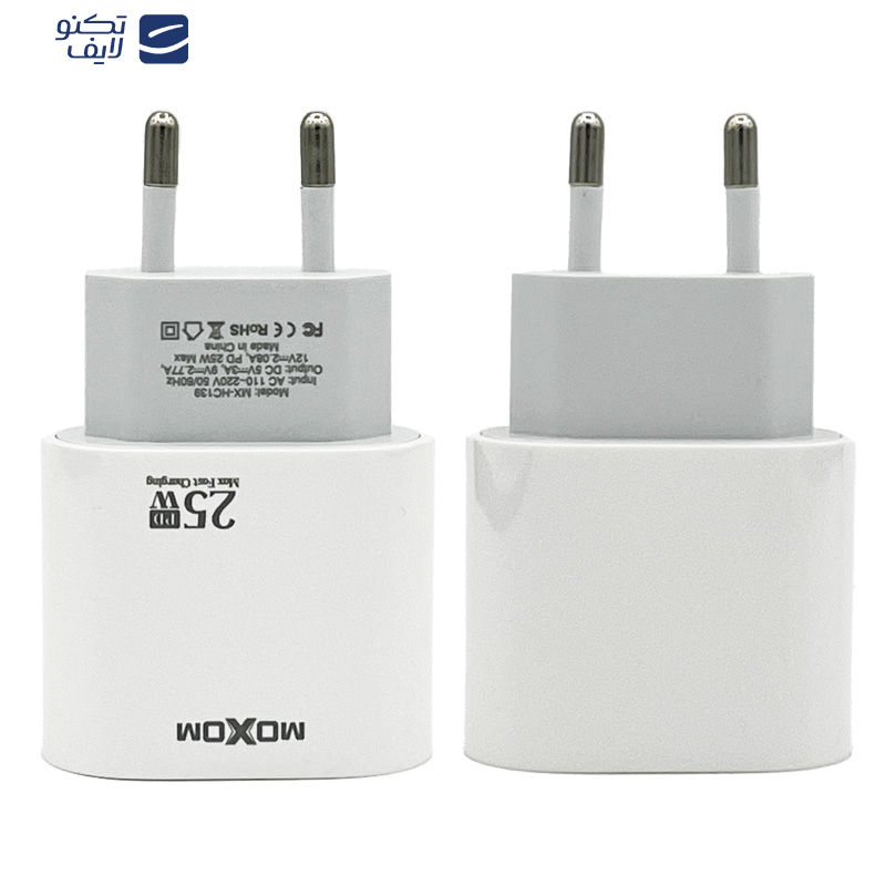 شارژر دیواری 25 وات موکسوم مدل MX-HC139 به همراه کابل تبدیل usb-C