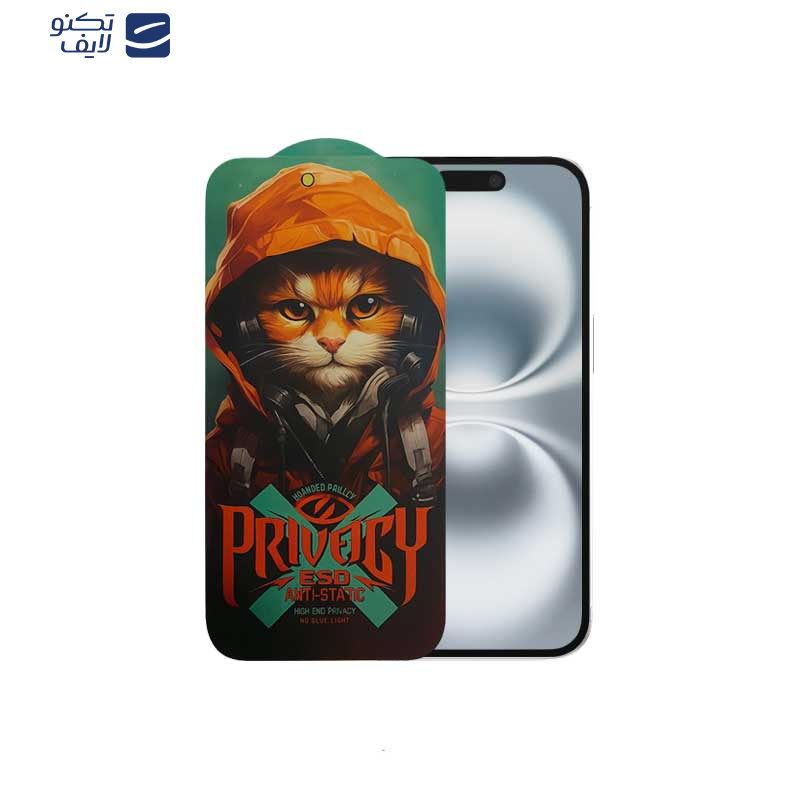 gallery-محافظ صفحه نمایش حریم شخصی گوشی اپل iPhone 16 - 15 - 14 Pro اپیکوی مدل Privacy Hoodie Cat copy.png