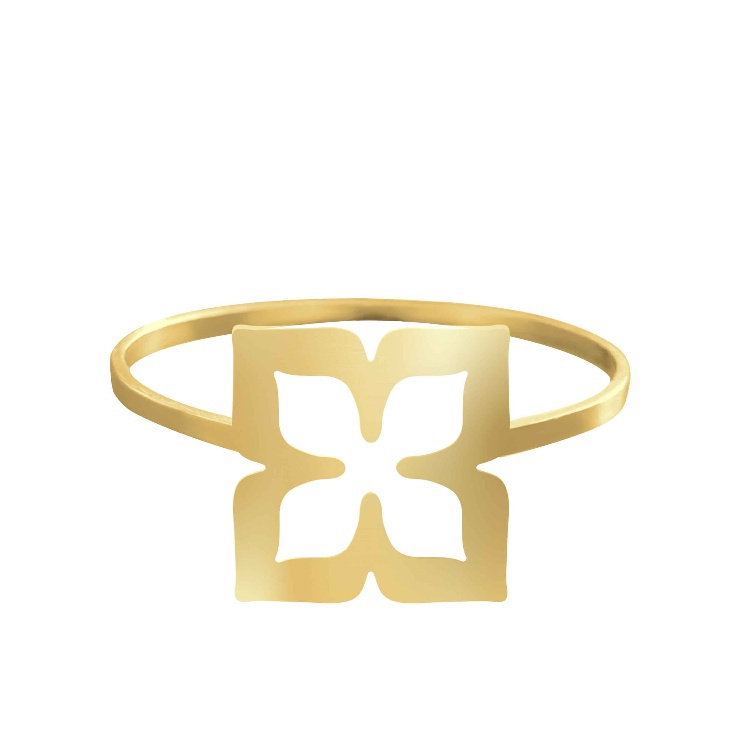 انگشتر طلا 18 عیار زنانه شمیم گلد گالری طرح برگ کد AA71