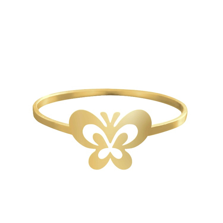 انگشتر طلا 18 عیار زنانه شمیم گلد گالری کد AA46 طرح پروانه