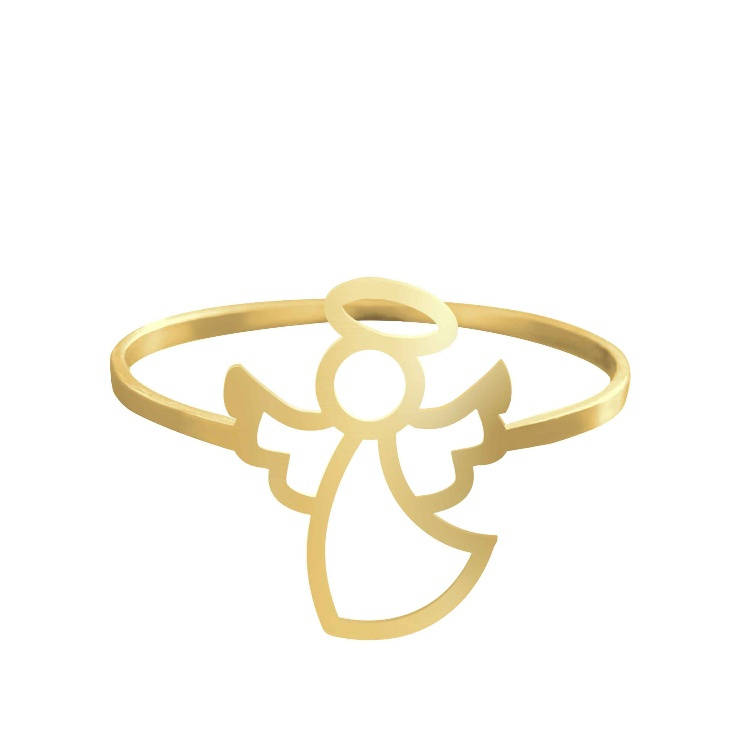 انگشتر طلا 18 عیار زنانه شمیم گلد گالری کد AA92 طرح فرشته زیبا