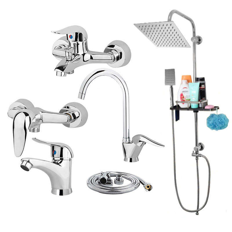 ست شیرآلات شیرآلات بهداشتی و ساختمانی توفیق مدل اوج پلاس سبددار مجموعه 6 عددی