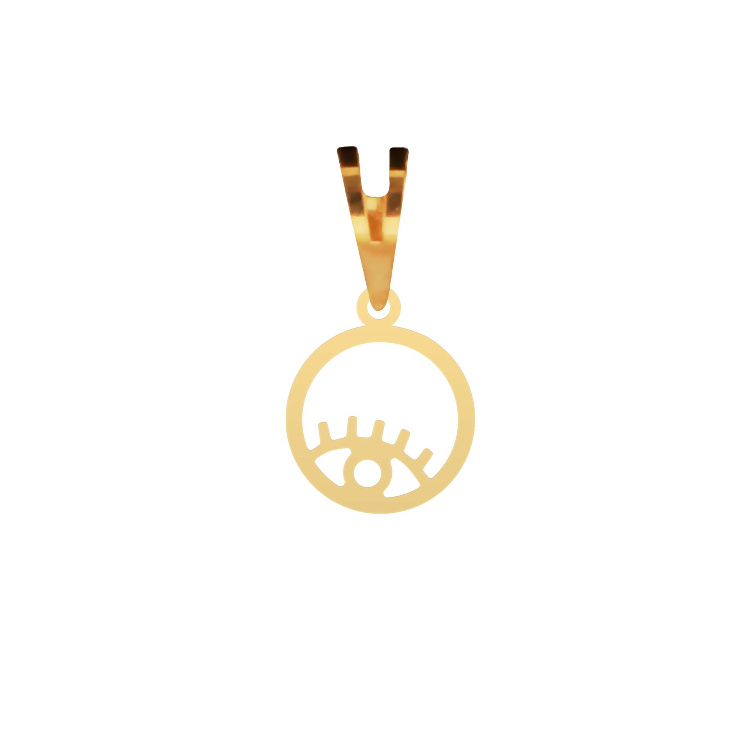 آویز گردنبند طلا عیار 750 شمیم گلد گالری طرح مینیمال دایره و چشم P-15