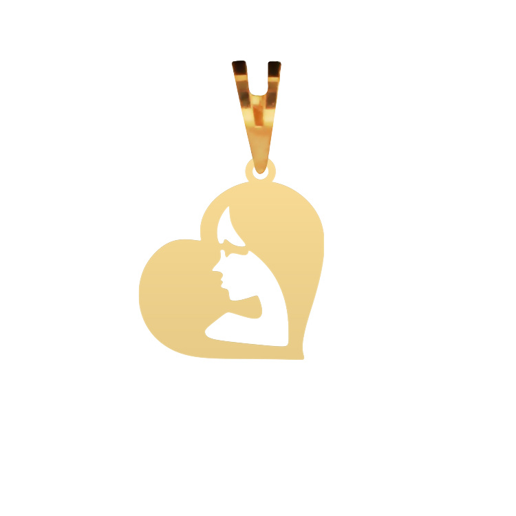 پلاک گردنبند طلا 18 عیار شمیم گلد گالری مدل قلب و دختر کد P-54