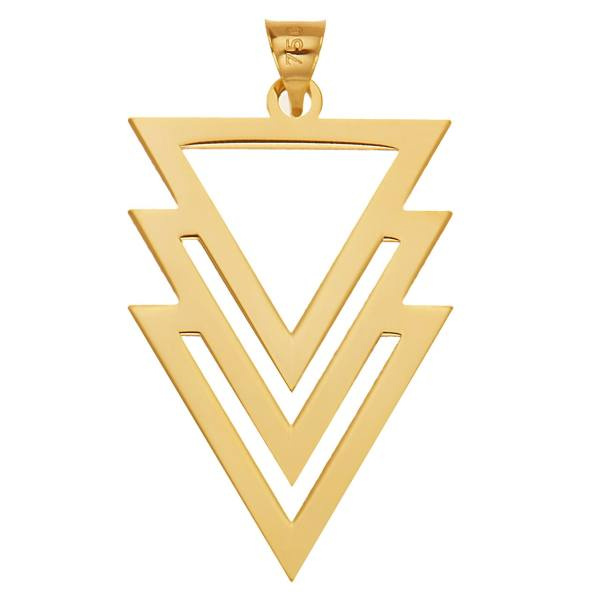 آویز گردنبند طلا 18 عیار شمیم گلد گالری طرح سه مثلث درهم مدل SG051