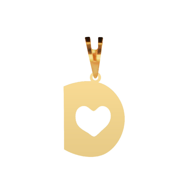 آویز گردنبند طلا 750 عیار شمیم گلد گالری کد حرف D و قلب کد P-98