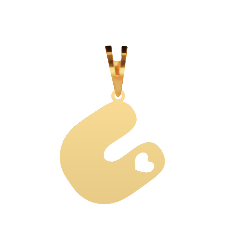 آویز گردنبند طلا 750 عیار شمیم گلد گالری کد حرف U و قلب (LOVE YOU) کد P-87