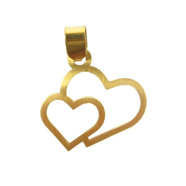 آویز گردنبند طلا 18 عیار شمیم گلد گالری طرح دو قلب مدل SG035