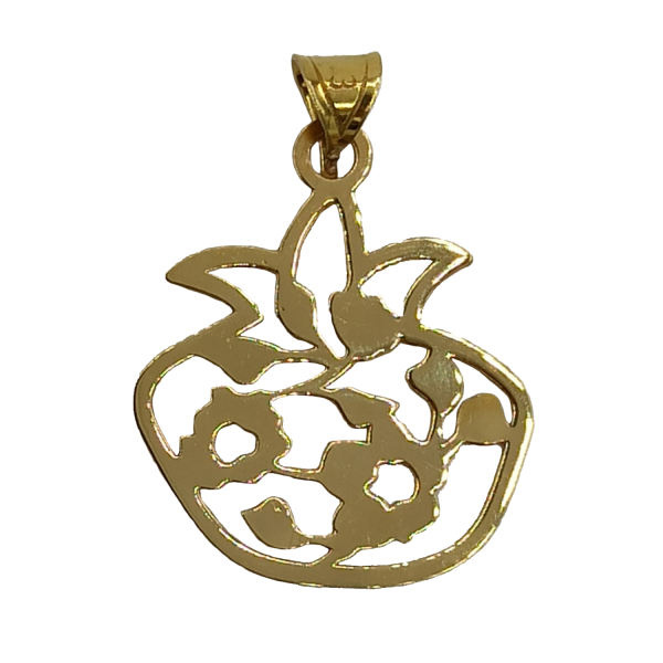 آویز گردنبند طلا 18 عیار شمیم گلد گالری مدل انار و گل EG116