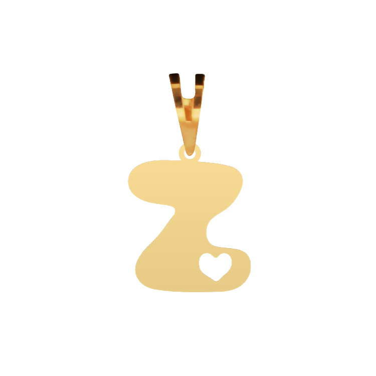 پلاک گردنبند طلا عیار 750 شمیم گلد گالری مدل مینیمال حرف Z و قلب P-128