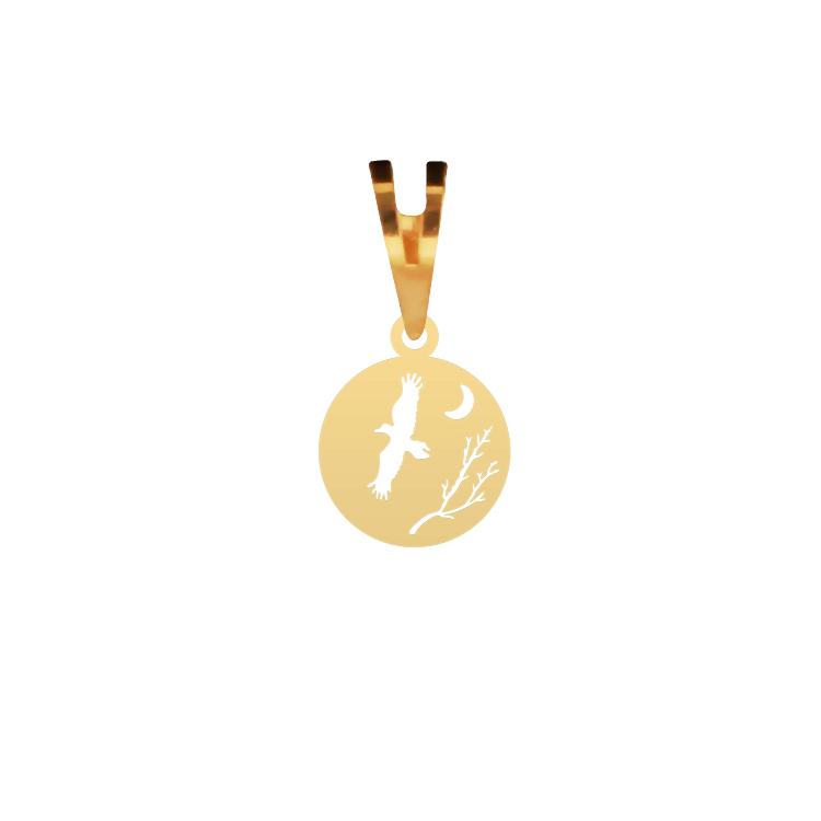 آویز گردنبند طلا عیار 750 شمیم گلد گالری طرح دایره و عقاب P-12