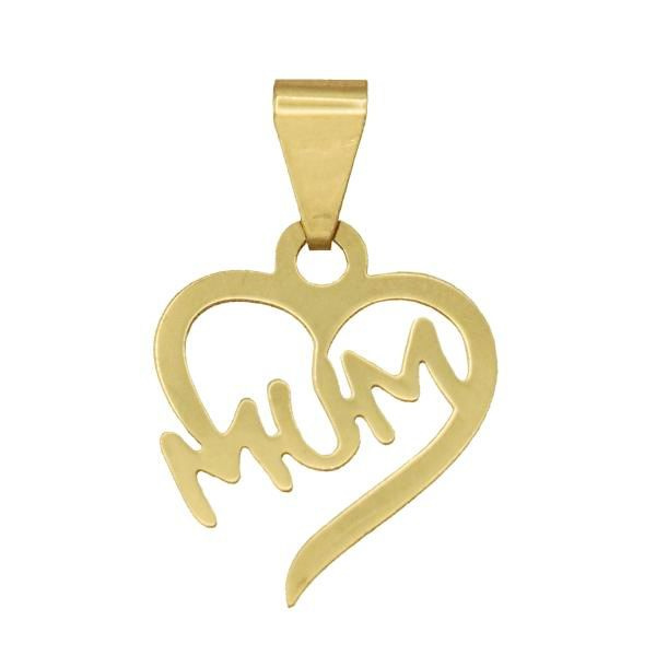 آویز گردنبند طلا 18 عیار شمیم گلد گالری طرح قلب مادر کد UN085