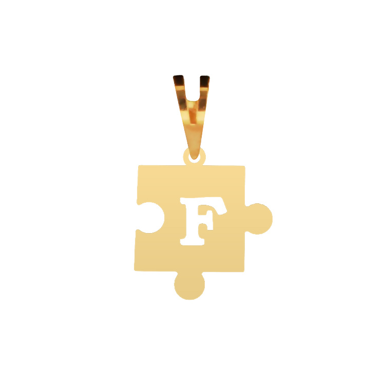 آویز گردنبند طلا عیار 750 شمیم گلد گالری طرح پازل حرف F کد P-143