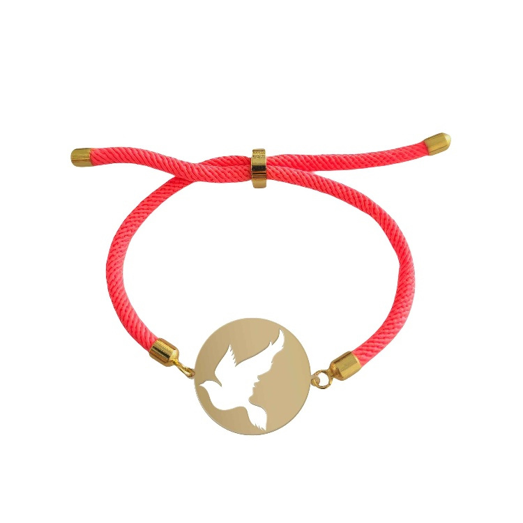 دستبند طلا 18 عیار زنانه شمیم گلد گالری طرح مینیمال زن و پرنده کد D12-32