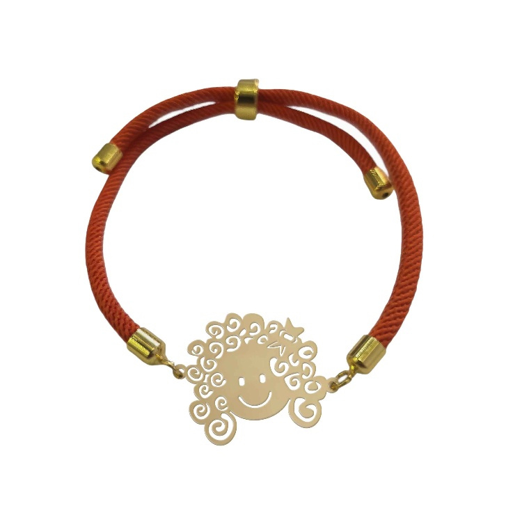 دستبند طلا 18 عیار زنانه شمیم گلد گالری مدل دختر مو فرفری کد D-17