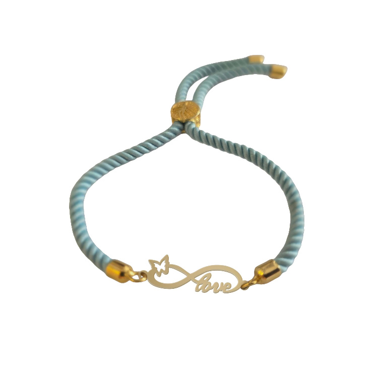 دستبند طلا 18 عیار زنانه شمیم گلد گالری مدل بینهایت و لاو کد D60-5