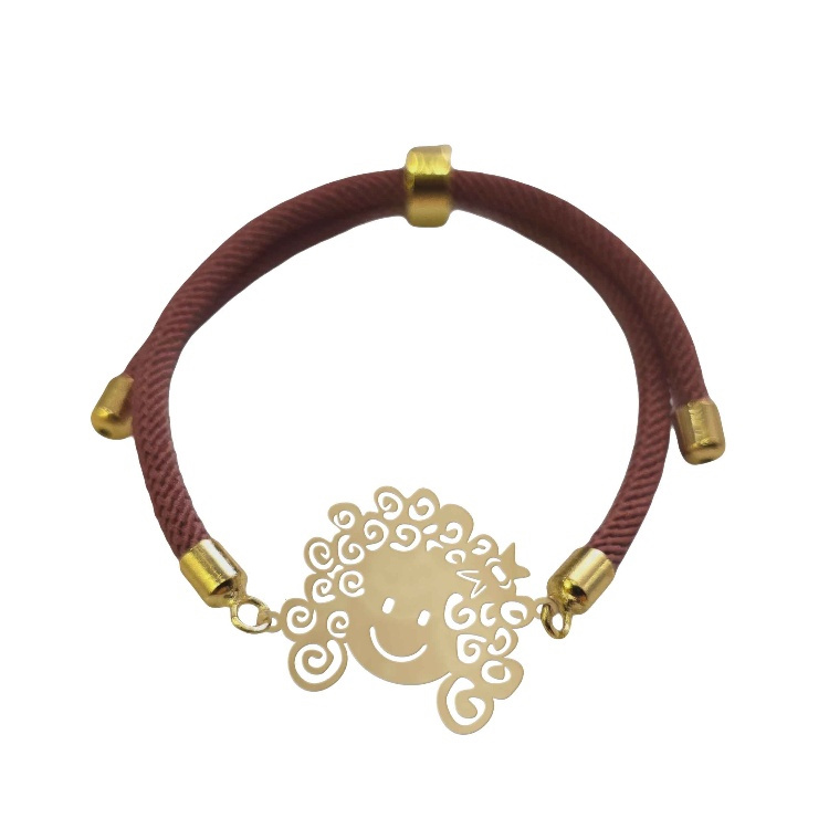 دستبند طلا 18 عیار زنانه شمیم گلد گالری مدل دختر مو فرفری کد D2-8